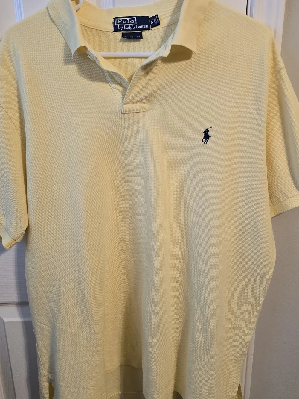 Vintage Ralph Lauren Polo Shirt in Pale Yellow with Navy Pony
